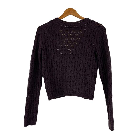 Vince NWT Crochet Wool Cashmere Blend Knit Cardigan Size XXS Purple Button Front - Picture 6 of 14